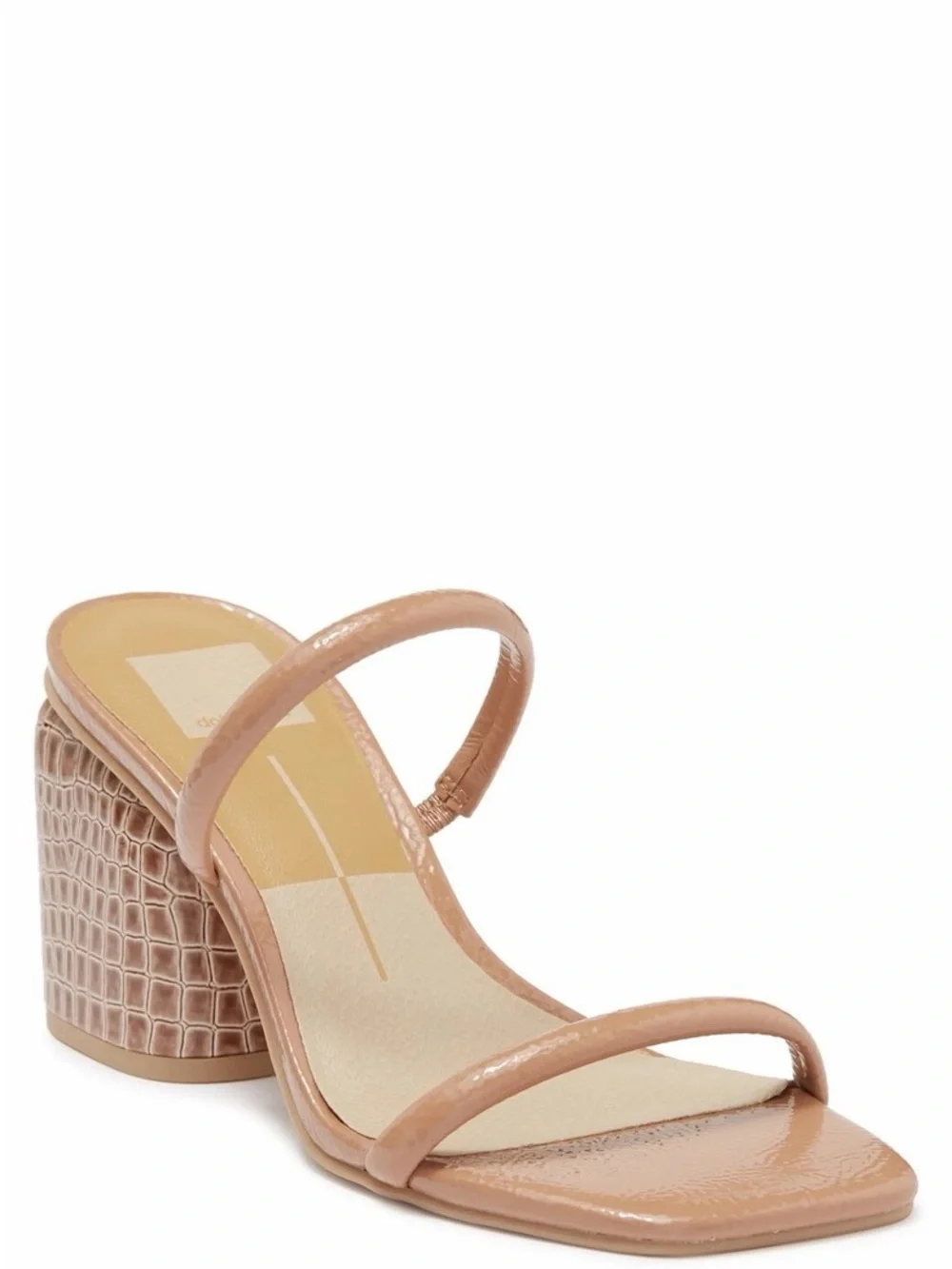 Dolce Vita Blush Nude Patent Two-Strap Block Heel